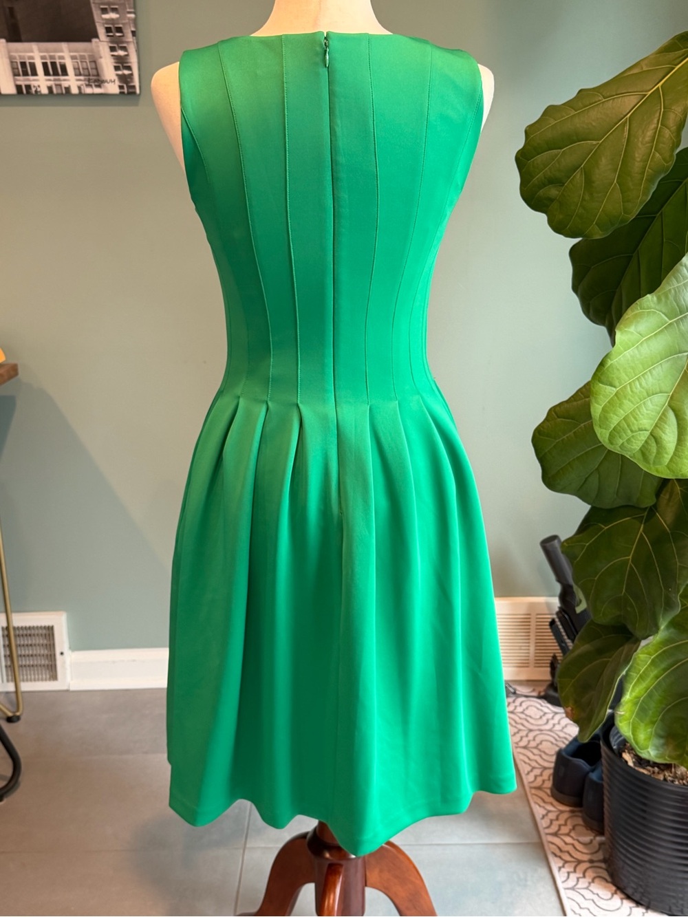 Calvin Klein Women’s Emerald Bright Green Fit-and-Flare Scuba Dress 2 - Picture 7 of 11